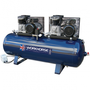 Tandem belt drive air compressor